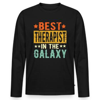 Best Therapist ever Therapist Gift - Men's Premium Organic Long Sleeve Shirt - black - Front - Nico (187cm)