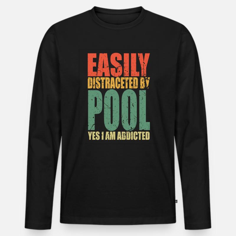 Pool Spruch lustig - Männer Premium Bio Langarmshirt - Schwarz