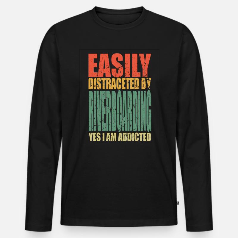 Riverboarding Spruch lustig - Männer Premium Bio Langarmshirt - Schwarz
