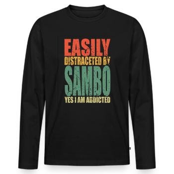 Sambo disant drôle - T-shirt manches longues Premium bio Homme - noir - Devant - Nico (187cm)