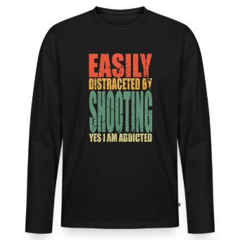 Tournage en disant drôle - T-shirt manches longues Premium bio Homme - noir - Devant - Nico (187cm)