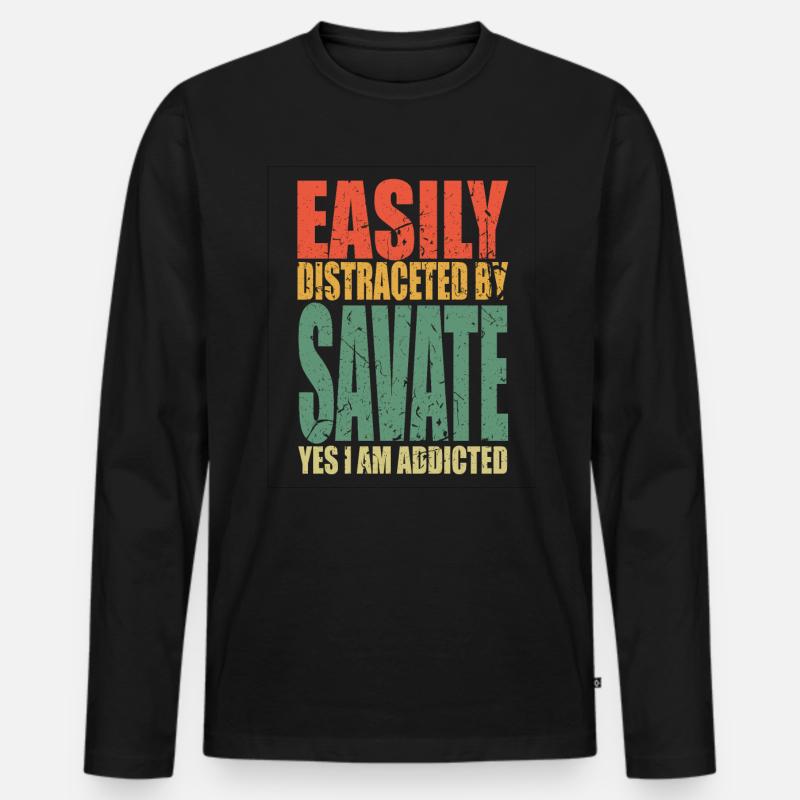Savate Spruch lustig - Männer Premium Bio Langarmshirt - Schwarz