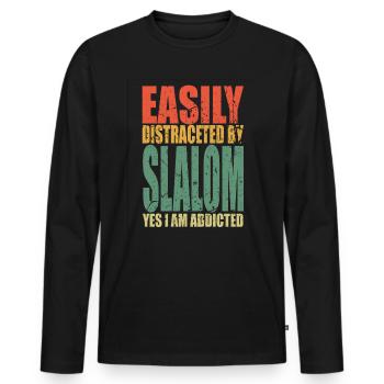Slalom saying funny - Men's Premium Organic Long Sleeve Shirt - black - Front - Nico (187cm)