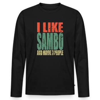 Sambo disant drôle - T-shirt manches longues Premium bio Homme - noir - Devant - Nico (187cm)