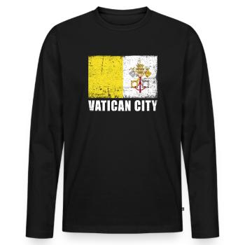 Vatican City Flag Grunge Vatican City Flag - Men's Premium Organic Long Sleeve Shirt - black - Front - Nico (187cm)
