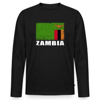 Zambia Flag Grunge Zambia Flag - Men's Premium Organic Long Sleeve Shirt - black - Front - Nico (187cm)