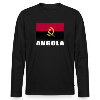 Angola Flag Grunge Angola Flag - Men's Premium Organic Long Sleeve Shirt - black - Front - Nico (187cm)