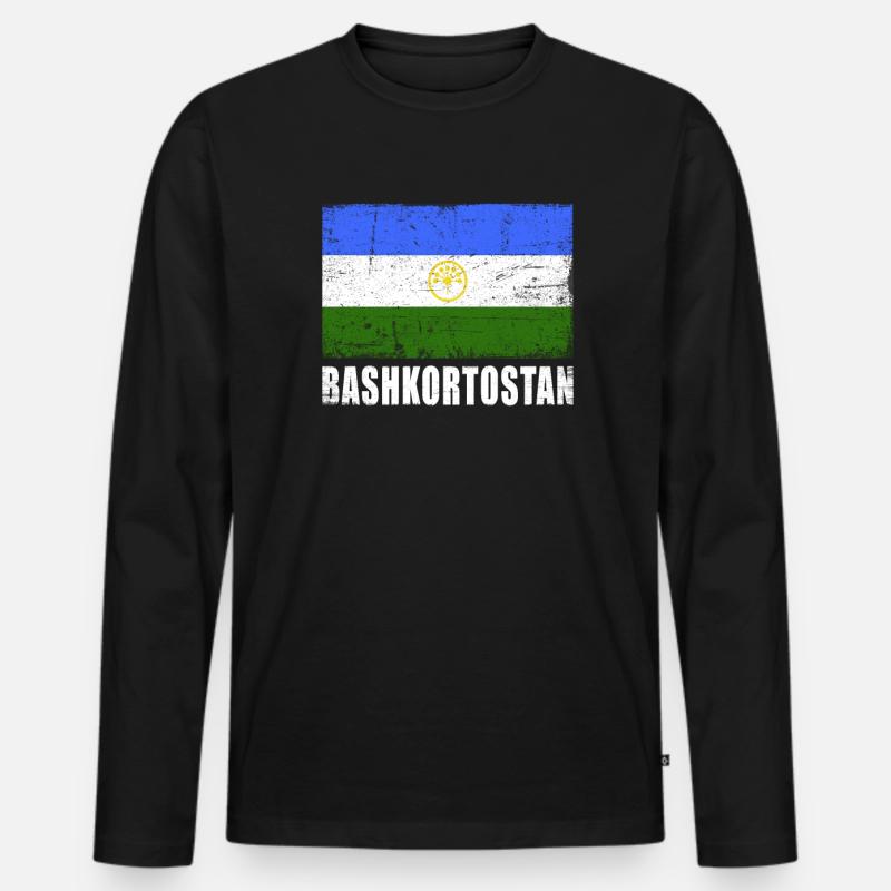 Bashkortostan Flagge - Männer Premium Bio Langarmshirt - Schwarz