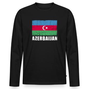 Drapeau de l’Azerbaïdjan Grunge Drapeau de l’Azerbaïdjan - T-shirt manches longues Premium bio Homme - noir - Devant - Nico (187cm)