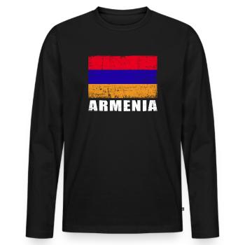 Armenia Flag Grunge Armenia Flag - Men's Premium Organic Long Sleeve Shirt - black - Front - Nico (187cm)