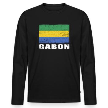Gabon Flag Grunge Gabon Flag - Men's Premium Organic Long Sleeve Shirt - black - Front - Nico (187cm)