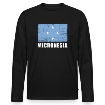 Mikronesien Flagge Grunge Mikronesien Fahne - Männer Premium Bio Langarmshirt - Schwarz - Vorne - Nico (187cm)