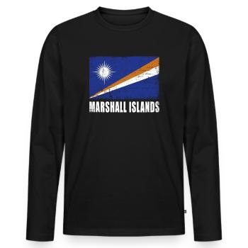 Drapeau des Îles Marshall Grunge Drapeau des Îles Marshall - T-shirt manches longues Premium bio Homme - noir - Devant - Nico (187cm)