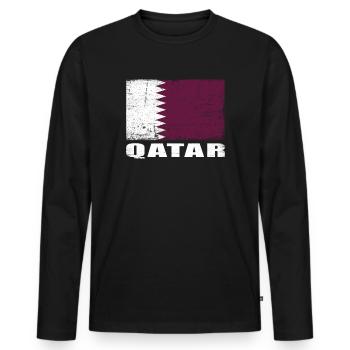 Qatar Flag Grunge Qatar Flag - Men's Premium Organic Long Sleeve Shirt - black - Front - Nico (187cm)