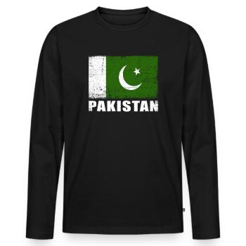Pakistan Flag Grunge Pakistan Flag - Men's Premium Organic Long Sleeve Shirt - black - Front - Nico (187cm)
