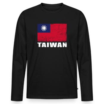 Taiwan Flag Grunge Taiwan Flag - Men's Premium Organic Long Sleeve Shirt - black - Front - Nico (187cm)