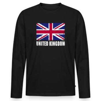 Drapeau du Royaume-Uni Grunge Royaume-Uni - T-shirt manches longues Premium bio Homme - noir - Devant - Nico (187cm)