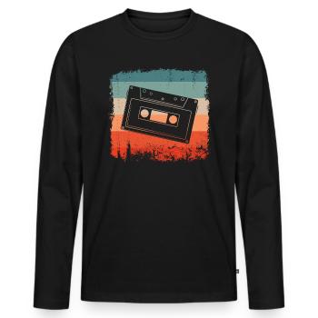 Audio Cassette Retro Tape - Men's Premium Organic Long Sleeve Shirt - black - Front - Nico (187cm)