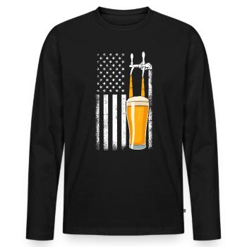 Bier USA Flagge Bar Zapfhahn - Männer Premium Bio Langarmshirt - Schwarz - Vorne - Nico (187cm)