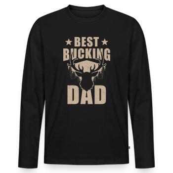 Hunter Dad Design Bester Bockiger Vater - Männer Premium Bio Langarmshirt - Schwarz - Vorne - Nico (187cm)