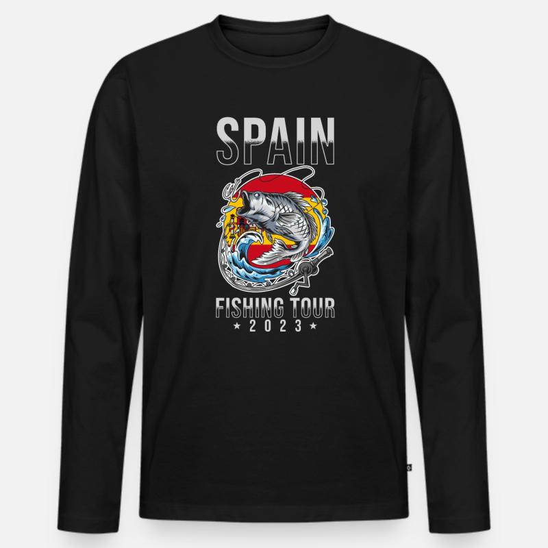 Angeltour Spanien 2023 - Männer Premium Bio Langarmshirt - Schwarz