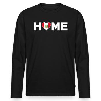 Pérou Accueil Pérou Drapeau Pérou Amour - T-shirt manches longues Premium bio Homme - noir - Devant - Nico (187cm)
