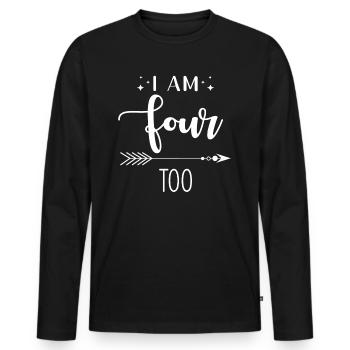Vier Jahre Geburtstag Ich Bin Auch Vier - Männer Premium Bio Langarmshirt - Schwarz - Vorne - Nico (187cm)
