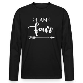 Vier Jahre Geburtstag Ich Bin Vier - Männer Premium Bio Langarmshirt - Schwarz - Vorne - Nico (187cm)