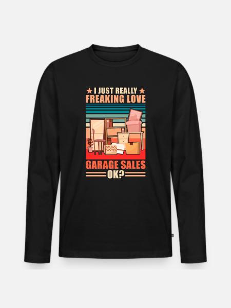 Garage sale slogan - Men's Premium Organic Long Sleeve Shirt - black