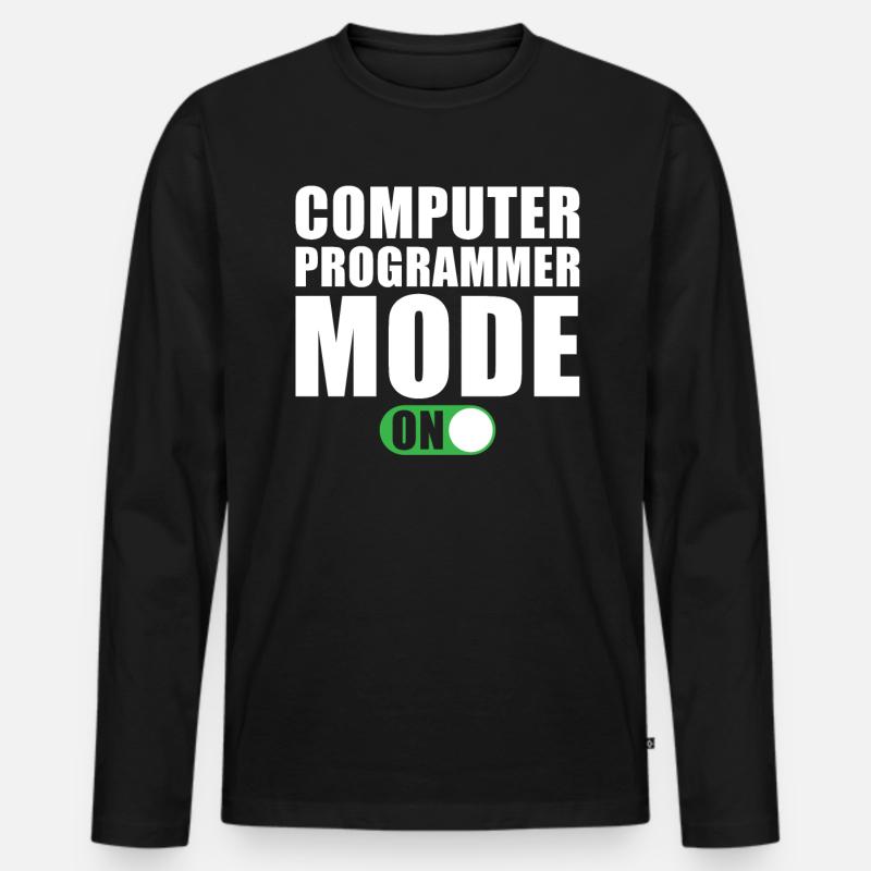 Computer Programmer Mode On - Men's Premium Organic Long Sleeve Shirt - black
