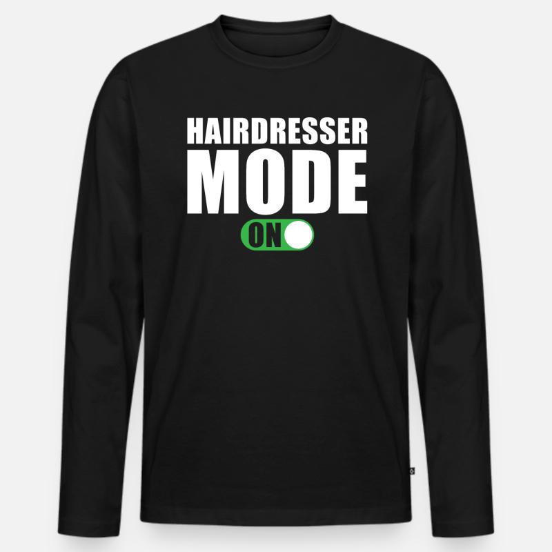 Friseur Modus Ein - Männer Premium Bio Langarmshirt - Schwarz