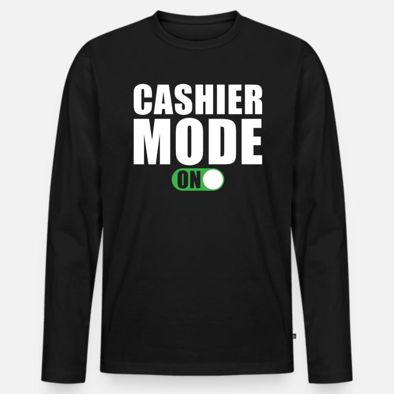 Kassierer Modus Ein - Männer Premium Bio Langarmshirt - Schwarz