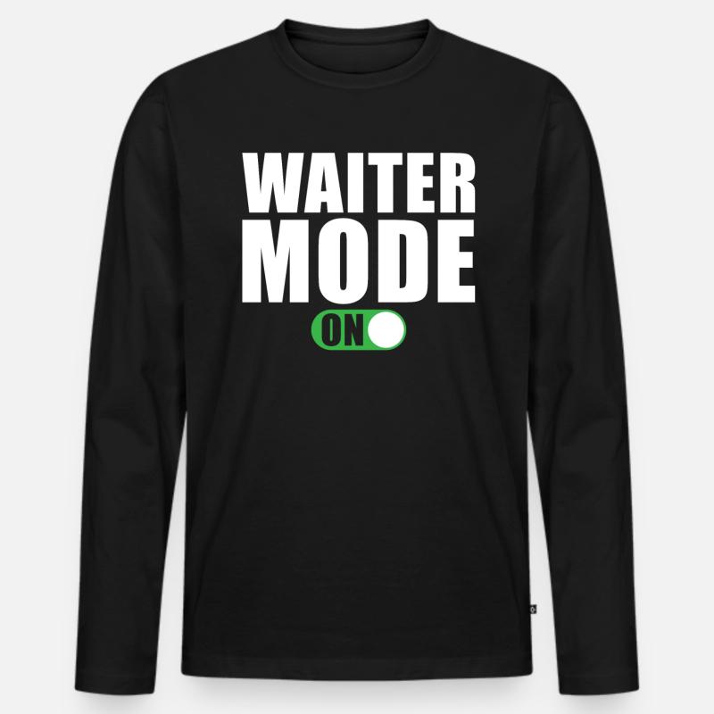 Kellner Modus Ein Bedienung Restaurant - Männer Premium Bio Langarmshirt - Schwarz