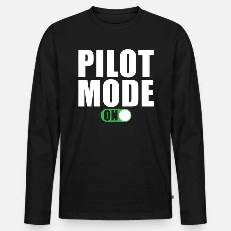 Pilot Modus Ein - Männer Premium Bio Langarmshirt - Schwarz