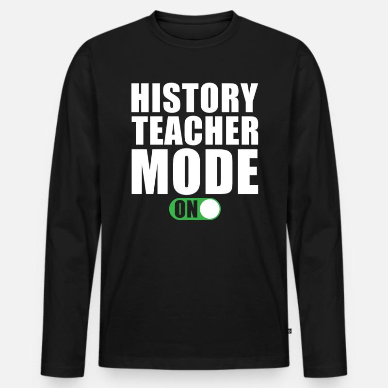 Geschichtslehrer Modus Ein - Männer Premium Bio Langarmshirt - Schwarz