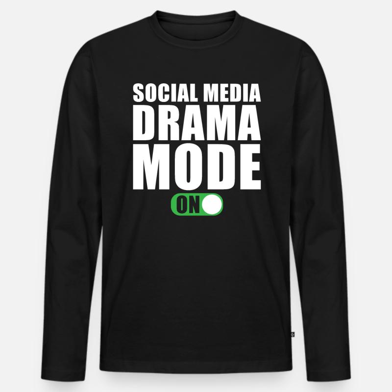 Social Media Modus Ein - Männer Premium Bio Langarmshirt - Schwarz