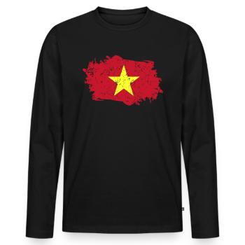 Vietnam Flag Grunge Vietnam Flag - Men's Premium Organic Long Sleeve Shirt - black - Front - Nico (187cm)