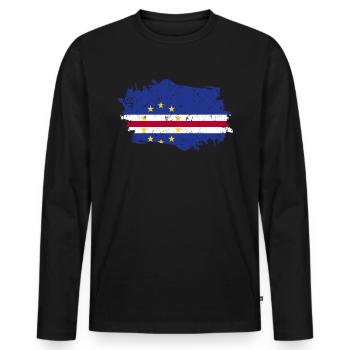 Drapeau du Cap-Vert Grunge Drapeau du Cap-Vert - T-shirt manches longues Premium bio Homme - noir - Devant - Nico (187cm)