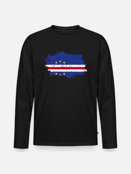 Kap Verde Flagge Grunge Kap Verde Fahne - Männer Premium Bio Langarmshirt - Schwarz