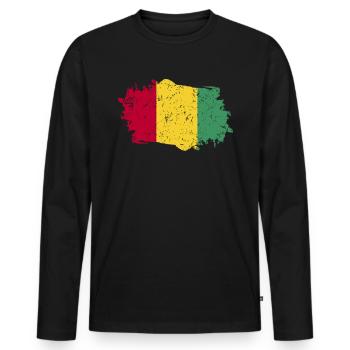 Guinea Flagge Grunge Guinea Fahne - Männer Premium Bio Langarmshirt - Schwarz - Vorne - Nico (187cm)