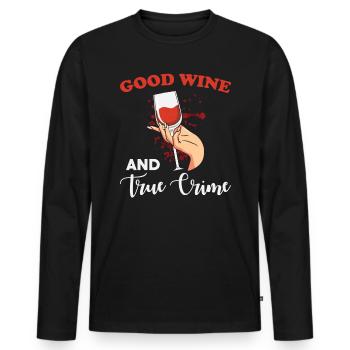 Du bon vin et de vrais crimes - T-shirt manches longues Premium bio Homme - noir - Devant - Nico (187cm)