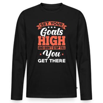 Motivation Objectifs de réussite Dire - T-shirt manches longues Premium bio Homme - noir - Devant - Nico (187cm)