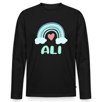 Ali Nom Rainbow Baby - T-shirt manches longues Premium bio Homme - noir - Devant - Nico (187cm)