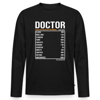 Doktor tageswerte Lustig Doktor - Männer Premium Bio Langarmshirt - Schwarz - Vorne - Nico (187cm)