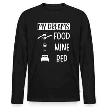 Nourriture Vin Sommeil - T-shirt manches longues Premium bio Homme - noir - Devant - Nico (187cm)