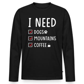 hunde Berge Kaffee - Männer Premium Bio Langarmshirt - Schwarz - Vorne - Nico (187cm)
