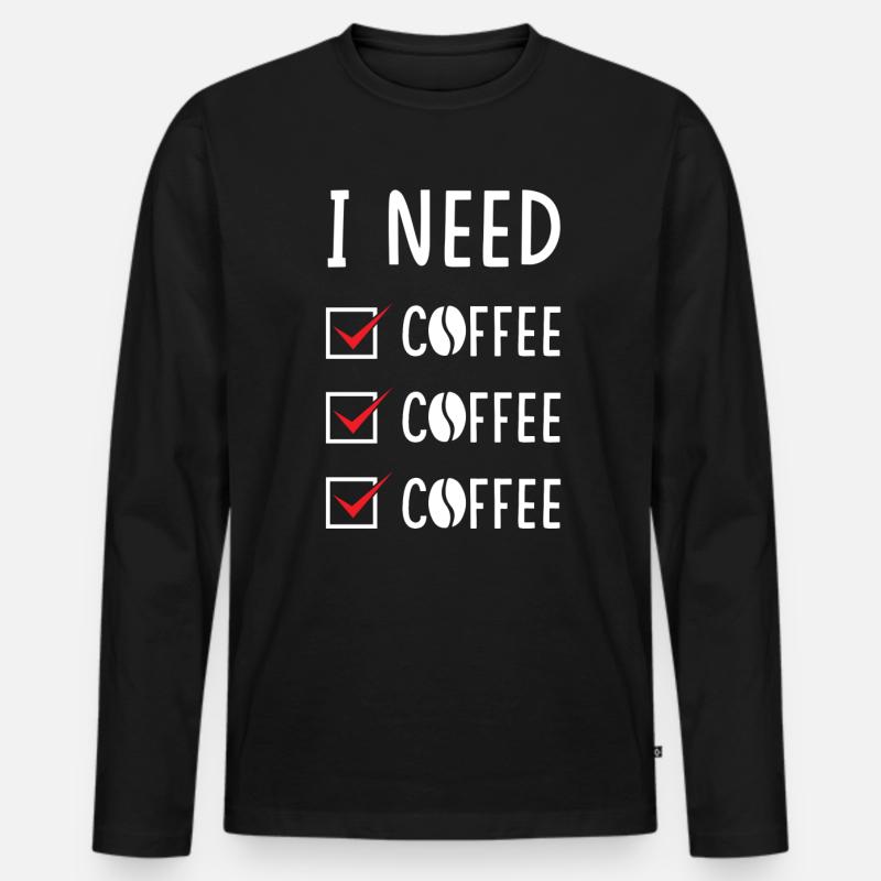 Kaffee Kaffee Kaffee - Männer Premium Bio Langarmshirt - Schwarz
