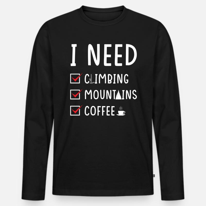 Klettern Berge Kaffee - Männer Premium Bio Langarmshirt - Schwarz