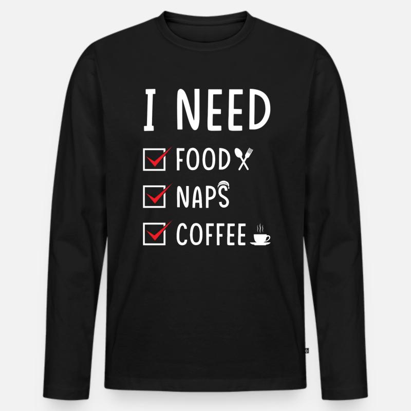 Essen Schlafen Kaffee - Männer Premium Bio Langarmshirt - Schwarz