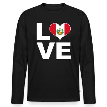 J’aime le pérou drapeau du cœur Pérou - T-shirt manches longues Premium bio Homme - noir - Devant - Nico (187cm)